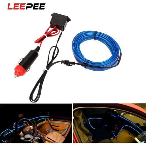 LEEPEE 3 Meters Car Interior Decorative Lamp Flexible Neon EL Wire Light Strips Auto Atmosphere Lamp Car styling DIY Lighting