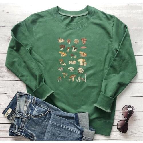 Mushroom graphic botanical sweatshirt 90s vintage party women fashion pure cotton casual vintage slogan pullovers art gift top