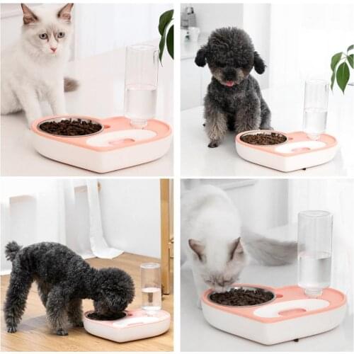 Cat Bowl Dog Water Feeder Bowls Water Dispenser Kitten Drinking Double Bowl Drinking Raised Stand Dish Bowls with Pet Supplies