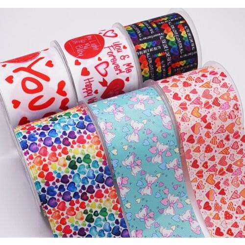 Valentines Day Ribbons Cartoon Grosgrain/Satin Ribbon Printed Ribbon For Crafts Decoration Bow 10Yards 36230