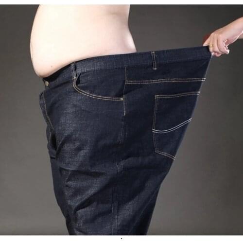 Men jeans 9XL 10XL 12XL plus size big Trousers autumn pants Elasticity Elastic waist 50 54 56 58 Stretch black loose jeans 150KG