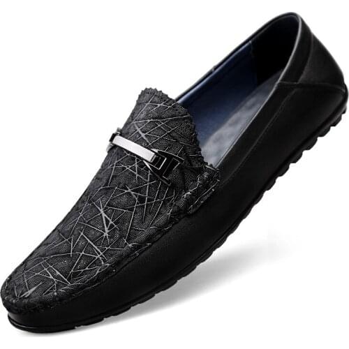 Man New Fashion First Layer Cowhide Casual Shoes Hombre Geniune Leather Loafer Moccasins Male Business Leisure Flat Driving Shoe