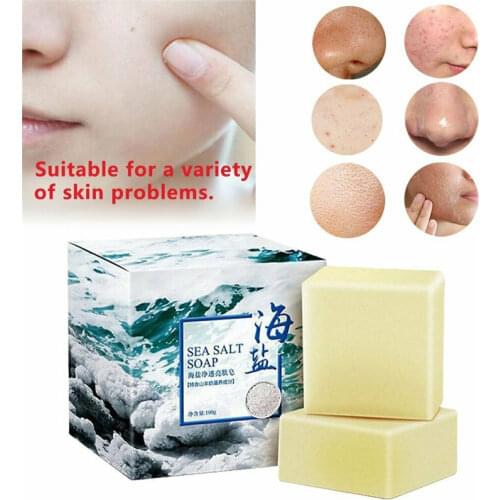 Sea Salt Soap To Remove Pimple Acne Treatment Oil And Acne Skin Essence Bath Soap Goat Milk Whitening Soap Skin Care Health Soap