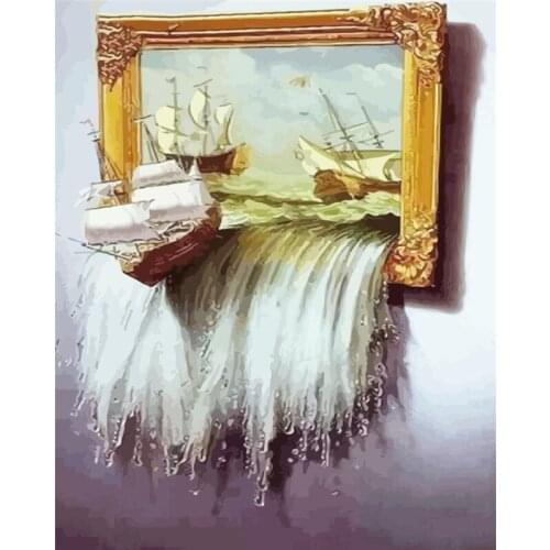 DIY Pictures By Number Boat Kits Drawing On Canvas Painting By Numbers Seascape Hand Painted Paintings Art Home Decor