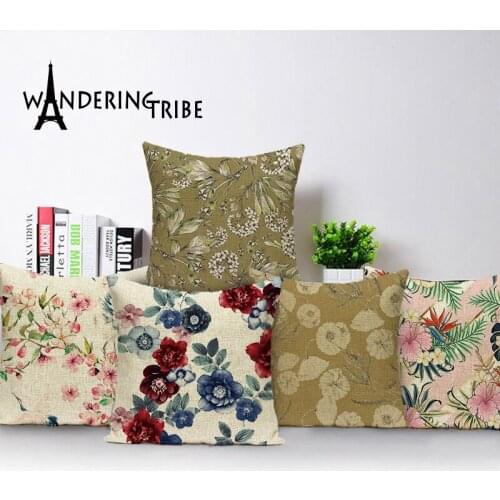 Retro Flower Cushion Cover Farmhouse Floral Decorative Pillow Case Plant Covers for Pillows 45x45 Home Decor Sofa Cushions Cases