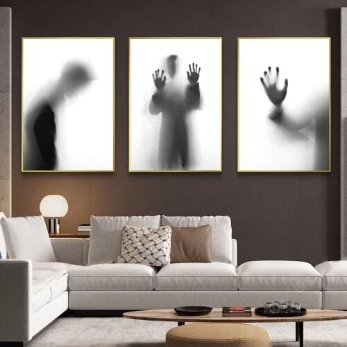 Nordic Minimalist Black and White Shadow Canvas Prints Posters Wall Art Canvas Paintings Pictures for Bedroom Home Decoration