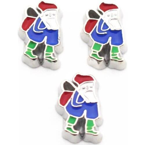 New style 10pcs/lot Christmas bule Santa Claus floating charms living glass memory lockets diy animal Accessory charms jewelry