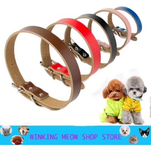 Genuine Leather Dog Collar Microfiber Adjustable Pet Collars for Small Medium Large Dog Chihuahua Puppy Neck Strap XS-XL
