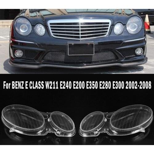 Pair Headlight Cover Car Headlamp Clear Lens Case Shell For Benz W211 E240 E200 E350 E280 E300 2002-2008