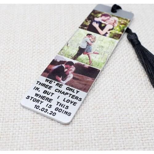 Personalized Engraved Bookmark,3rd Anniversary Bookmark ,Photo Bookmark with Tassels, Christmas Gift,Gift for Her