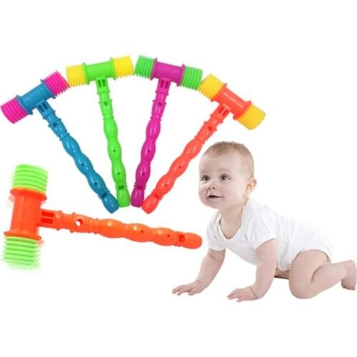 25CM Plastic Durable Handle Hammer Noise Maker Toy Child Built In Whistle Toddler Baby Kids Plastic Noisy Whistle Toy Fun