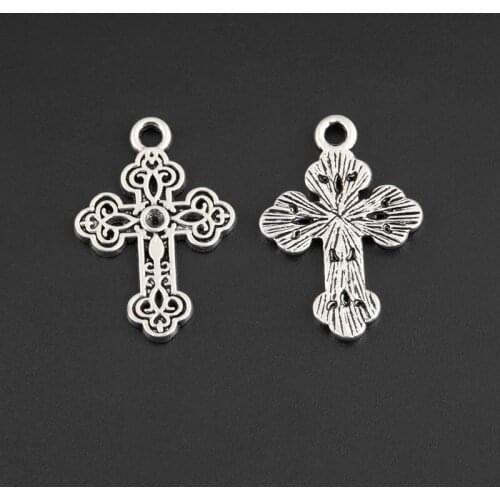 30pcs Silver Color 23x16mm Jesus Cross Charms Religious Redemption Pendant Jewelry Making DIY Handmade Craft Accessories