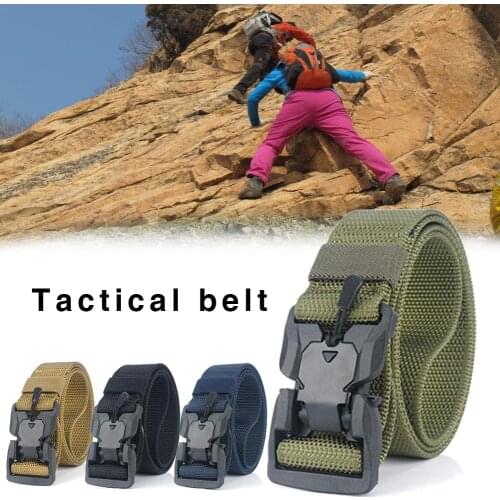 Military Tactical Belts NEW Mens Jeans Belt Army Style Nylon Magnetic Buckle Waist Belt Outdoor Hunting Accessories Waistband