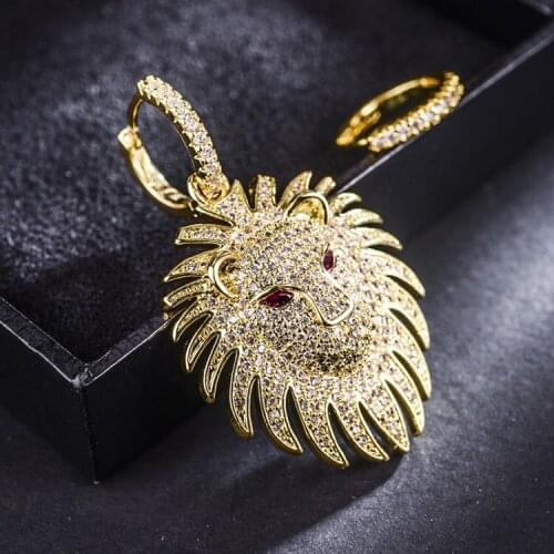 Lion earrings new red corundum personality earrings female exaggerated fashion retro asymmetric earrings DZ 4