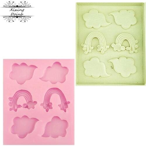 Rainbow cloud shape silicone mold sugar craft cake decoration tool fondant Chocolate Mold baking accessories