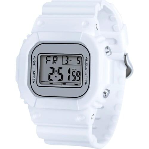 Sport Digital Green Watch Multifunction Waterproof Women Watches TPU Strap Boy Watch Rectangle Children Clock