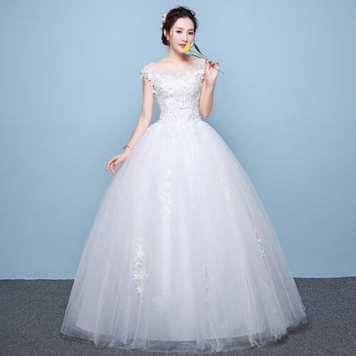 Wedding Dresses 2019 New Bride Lace Up Wedding Dress Shoulders Female Princess Dreamy Flowers Ball Gowns Dresses