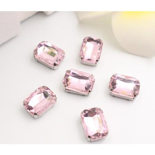 LIGHT PINK Sew on Crystal Stone Flatback Sewing Rhinestone Glass Trim Stone Shiny Sewing Crystal Stone for Bags Shoes Garment