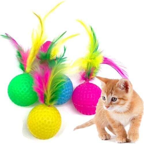 Pet Products Kitten color badminton toy Cat Supplies Interactive training ball Chasing a chewing cat toy ball Cat accessories