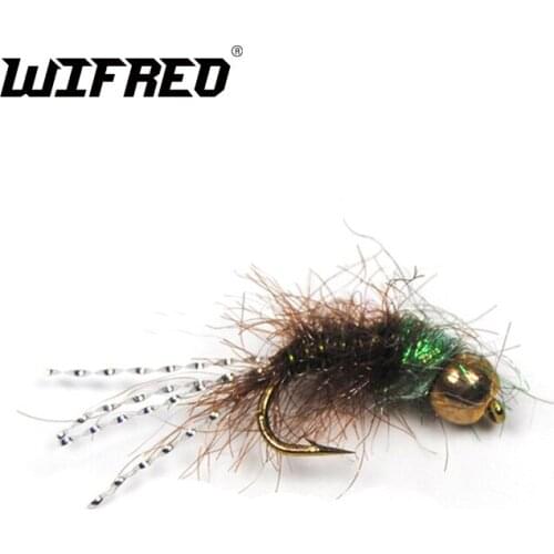 Wifreo 8PCS 12# Brass Bead Head Nymph Flies Buggy Body Flash Tail Trout Fly