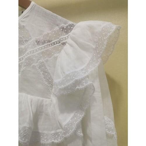 Women Shirt 2021 Spring and Summer New Ladies Solid Color Lace Hollow Top Shirt