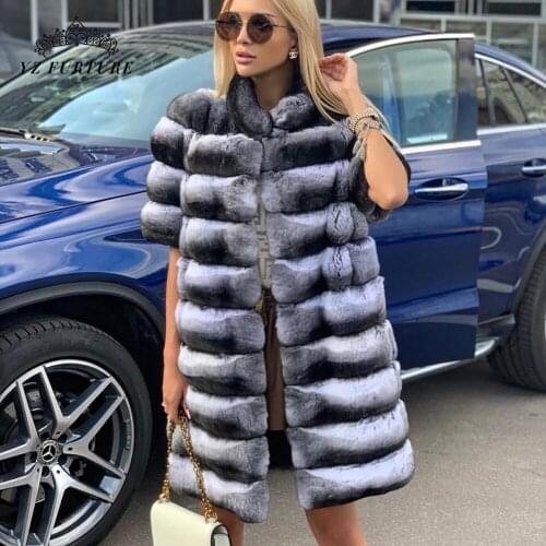 Winter Women Real Chinchilla Color Natural Fur Vest Rex Rabbit Fur Thick Warm Coat Short Sleeves Natural Real Fur Outer Clothing