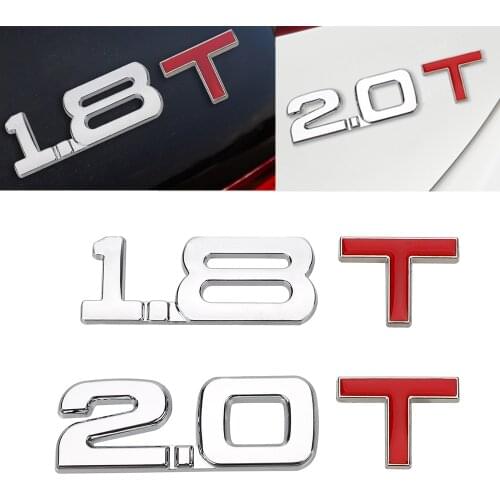 1.8 T 2.0 T 3D Metal Auto Decal Car Sticker Cylinder Working Volume Logo Reflective Emblem Badge Universal