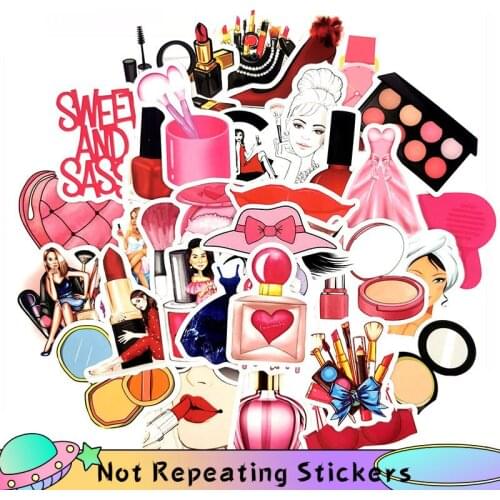 10/50pcs/Pack Cosmetic Lipstick High Heels Girl Stickers For Refrigerator Motorcycle Skateboards Laptop Luggage Toy Guitar