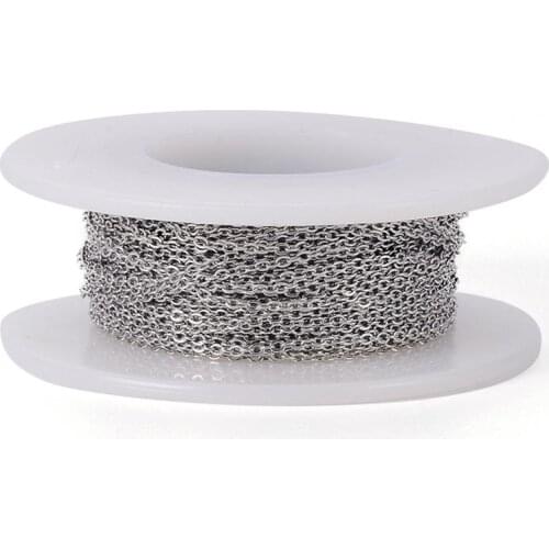 10m/roll Stainless Steel Cable Chains Soldered with Spool Flat Oval Link Chain For DIY Neckalce Bracelet Jewelry Making Material