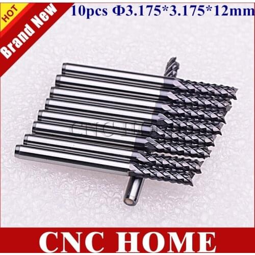 10pcs 1/8"x3.175mm*12mm fish tail black nano coating corn milling cutter tungsten carbide end mill engraving cnc pcb