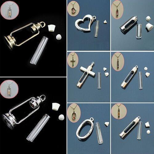 10pcs Stainless Steel Openable Glass Bottle Name On Name Pendant Vial Necklace Memorial Flower Ash Urn Cremation Pet Urn Jewelry