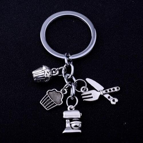 12PC Kitchen Key Chain Knife Fork Ice Cream Baker Pendant Charm Keychain Gift For Cooks Chefs Key Accessories Baking Jewelry Hot