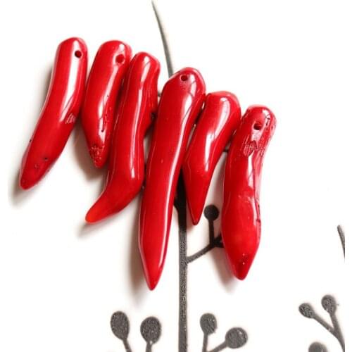 2 pcs/lot natural red dyed coral branch shape loose beads jewelry making DIY for women