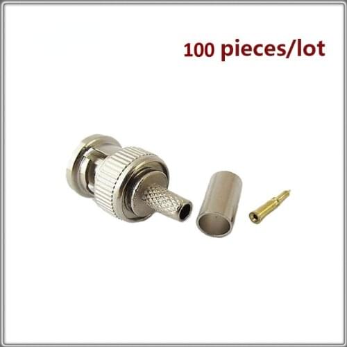 3-Piece BNC RG58 RG59 RG60 Male Plug Crimp Connectors for CCTV Camera Connect Anpwoo BNC Communication Converter sercurity IPC
