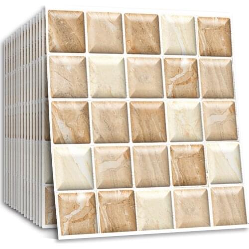 3D Mosaic Tile Sticker Removable Wallpaper Self-Adhesive Wall for Bathroom Kitchen Backsplash PVC Square Decorative Vinyl Decals
