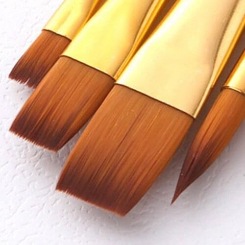 6 Pointed Flat Round Artist Paint Brush Set for Acrylic Oil Painting