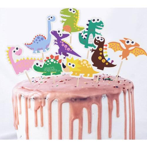 9 Pcs/set Baby Shower Kids Boy Favors Wedding Birthday Party Decorations Cartoon Dinosaur Cupcake Topper Picks Cake Accessories