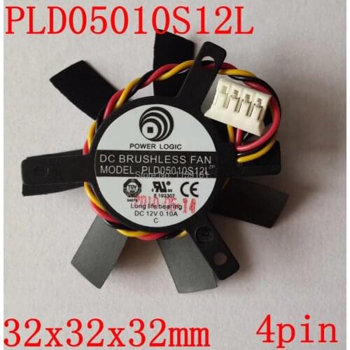 Free shipping PLD05010S12L 32x32x32mm 45mm DC 12V 0.1A 4PIN graphics card fan