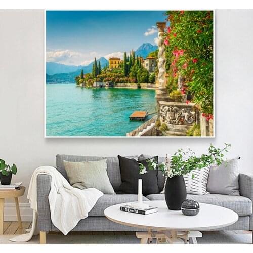 DIY Oil Painting Paint By Numbers"seaside Scenery" Acrylic Paint Drawing on Canvas Wall Art Hand Painted Home Decor