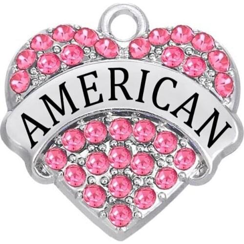Double Nose New Stylish Zinc Alloy Rhinestone Names American Heart Charm & Pendant Personalized Customized Made