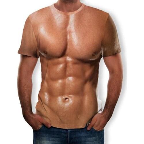 Mens T-Shirts 3D Printing Muscle Modal O-Neck Short Chiffon Anime Shirt Funny Personality UNISEX T-Shirts