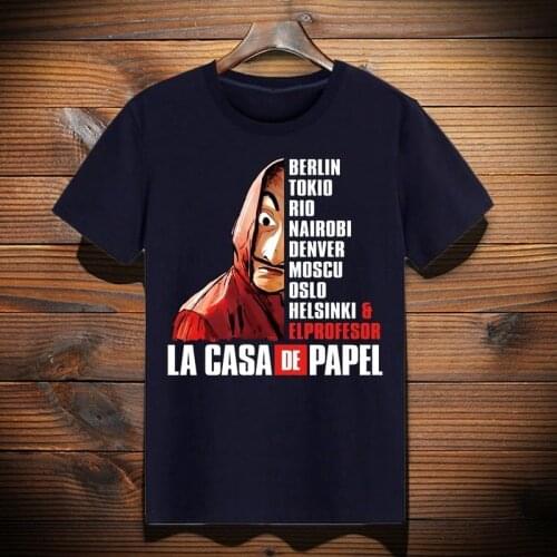 Salvador Dali Funny Printed La Casa De Papel T Shirt Money Heist Tees TV Series Tshirts Men Short Sleeve House Of Paper T-Shirt