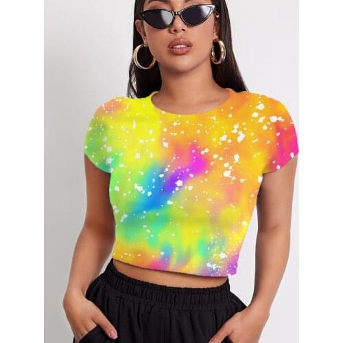 3d Tshirt Tie Dye T shirt Women Gradient T-shirts 3d Colorful Tshirt Printed Harajuku Shirt Print Womens Clothing Hip Hop Short