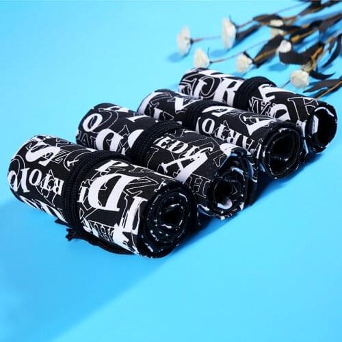 36/48/72 Holes Canvas Pencil Case School Roll Pouch Cosmetic Makeup Brush Case Pen Storage Pencil Box Artist School Penalty