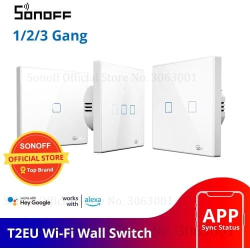 SONOFF T2EU TX Smart Wifi Wall Touch Switch With Border Smart Home 1/2/3 Gang 433 RF/Voice/APP/Touch Control Work With Alexa