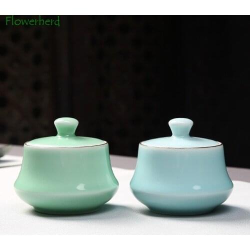 Ceramic Tea Caddy Celadon Tea Caddy Powder Cans, Seasoning Cans tea storage tea container tea box