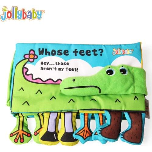 Jollybaby Whose feet Soft Cloth Activity Books Animal Feet Match Game Alligator Educational Infant Baby Toys for Children Gift
