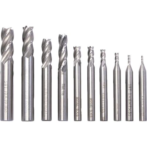 10pcs Straight Shank 4 Flutes End Mill Cutter 1.5-10mm HSS-AL Engraving Cutting End Milling Cutter