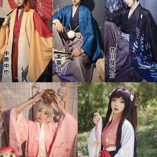 Anime Bungo Stray Dogs Dazai Osamu Cosplay Costume Ryunosuke Akutagawa Nakahara Chuya Kimono Christmas Halloween Haori Pants