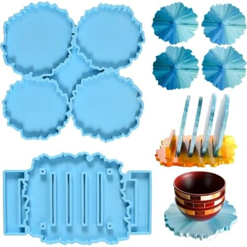 Cup Mat Pad Silicone Mould DIY Crafts Jewelry Casting Tool Beauty Women Coaster with Storage Rack Epoxy Resin Mold